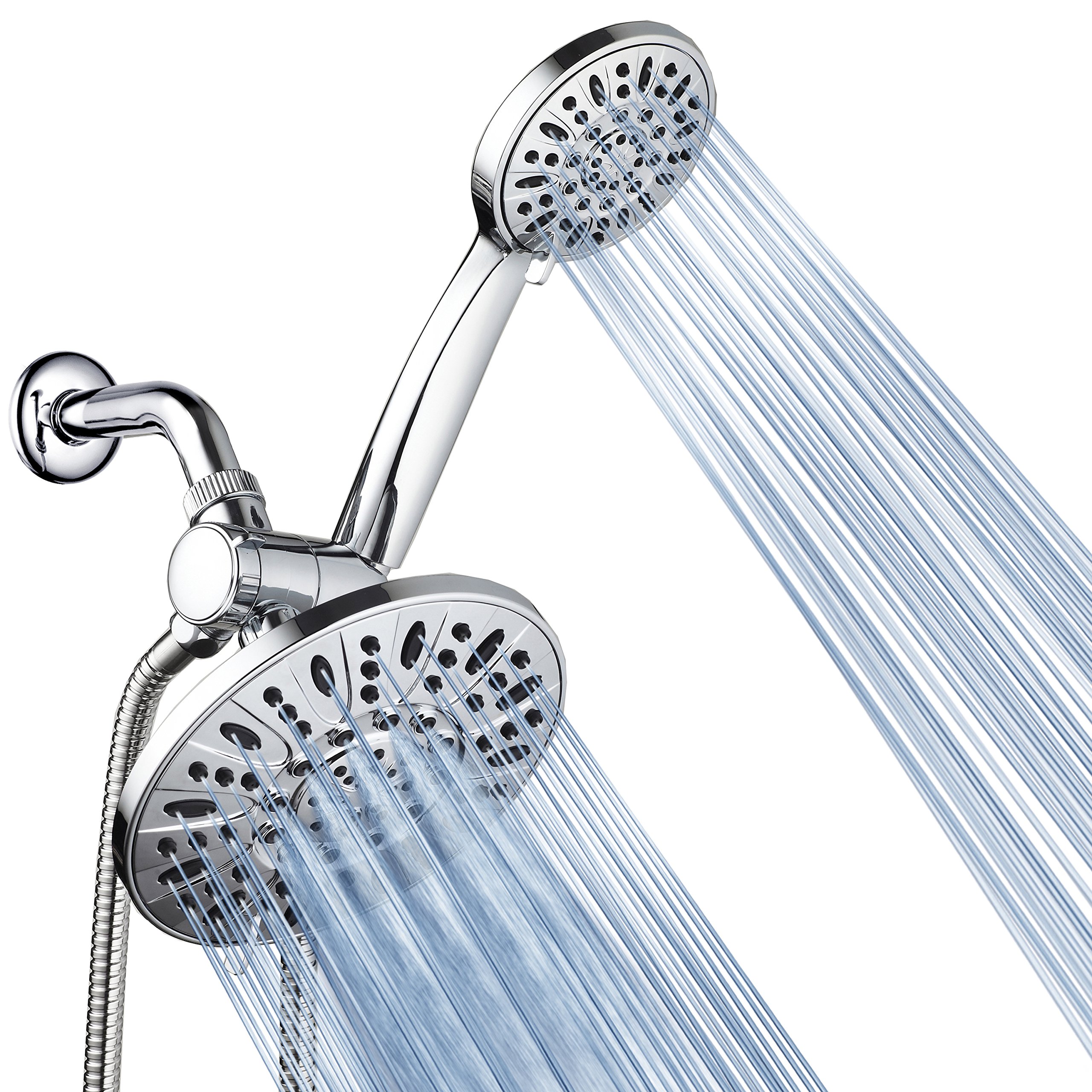 AquaDance 7" Premium High Pressure 3-Way Rainfall Combo for The Best of Both Worlds - Enjoy Luxurious Rain Showerhead and 6-Setting Hand Held Shower Separately or Together - Chrome Finish - 3328