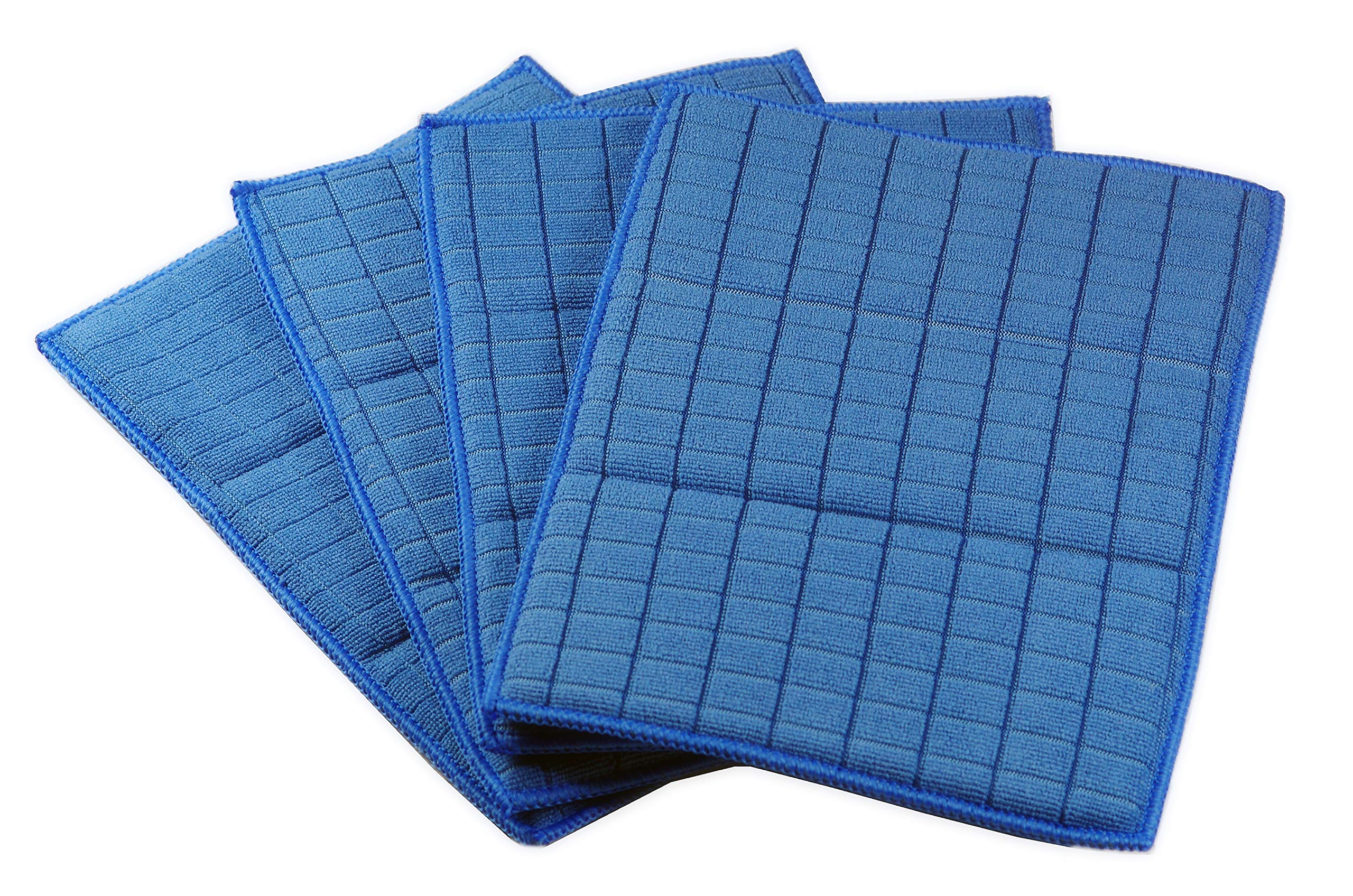 Glart 4 Antibacterial Dishcloths Sponge Pads, Microfibre Cloths, 17 x 23 cm, Blue for the Kitchen, Washing Up, Bathroom, Toilet