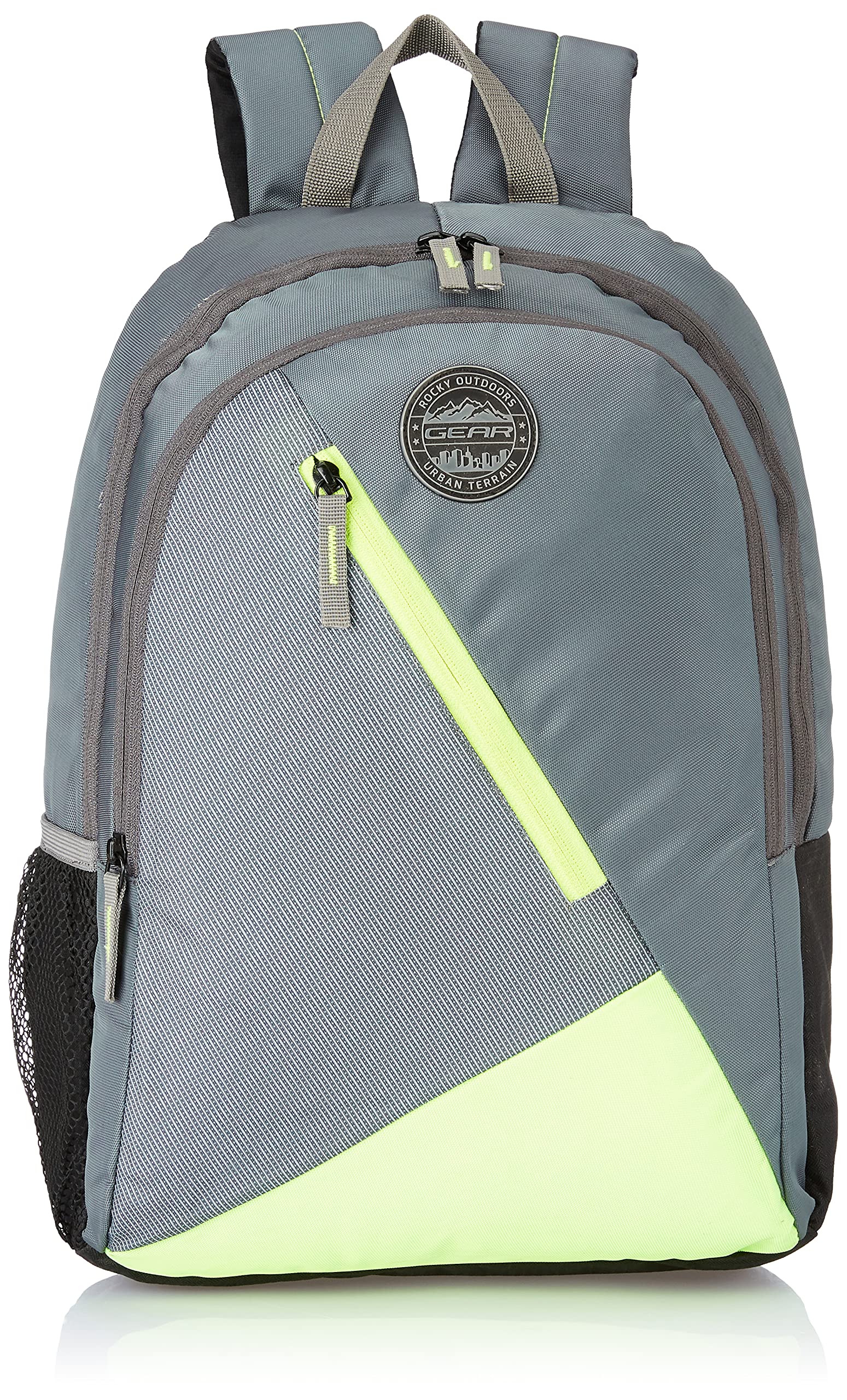 Gear20 Cms Grey And Green Casual Standard Backpack (Bkpblocky0403), 28 Litre