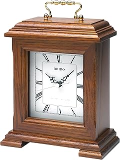 Seiko QXR130B Radio Controlled Wooden Mantel Clock, Dark Brown, 23.5 x 17.5 x 8.9cm