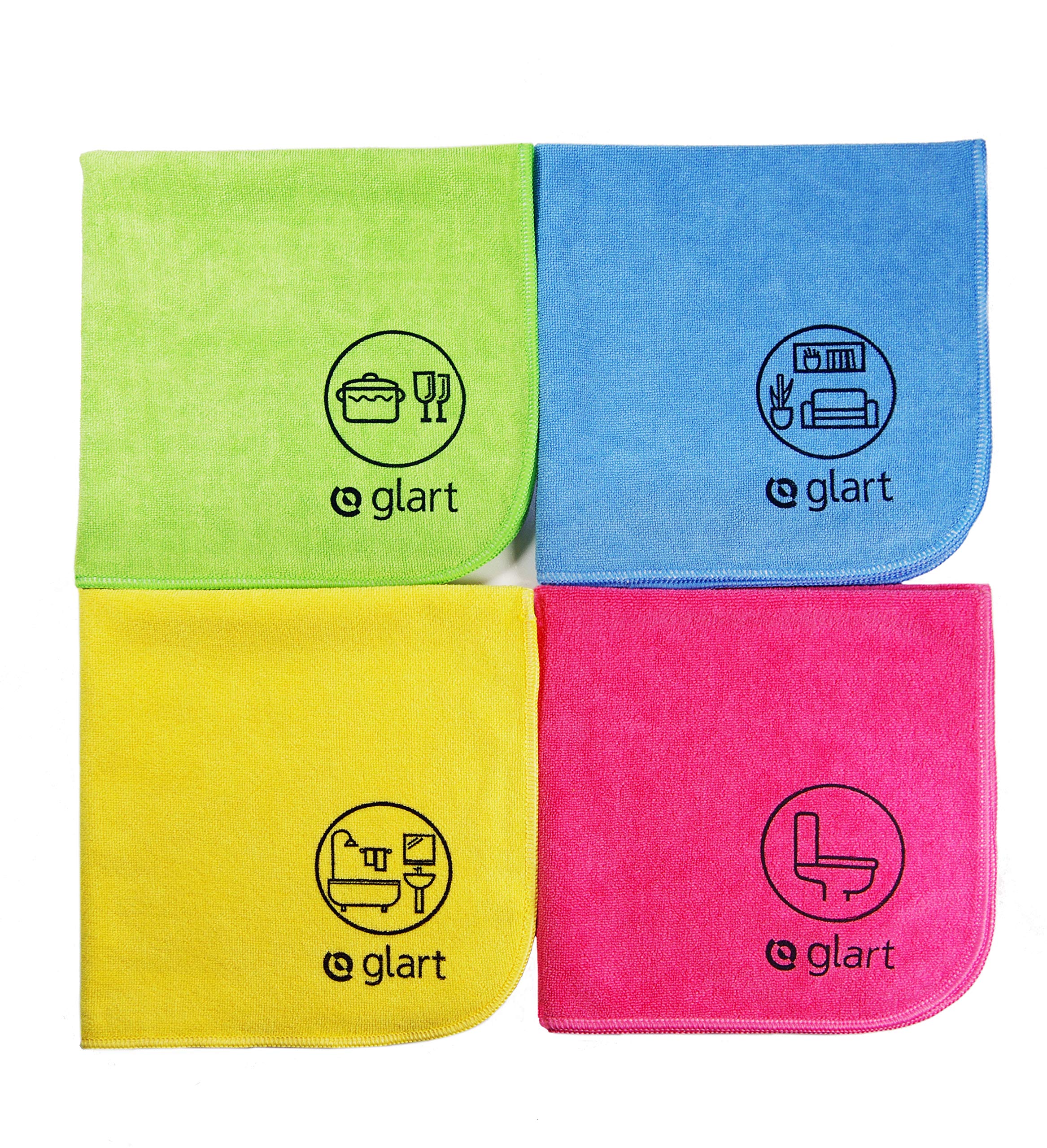 Glart (4444) 4 pieces Microfibre cloths 40 x 40 cm All-purpose cloths Drying cloths Kitchen cloths Cleaning cloths Household Kitchen WC Bathroom House Garden Office,Microfibre cloths instead of cotton