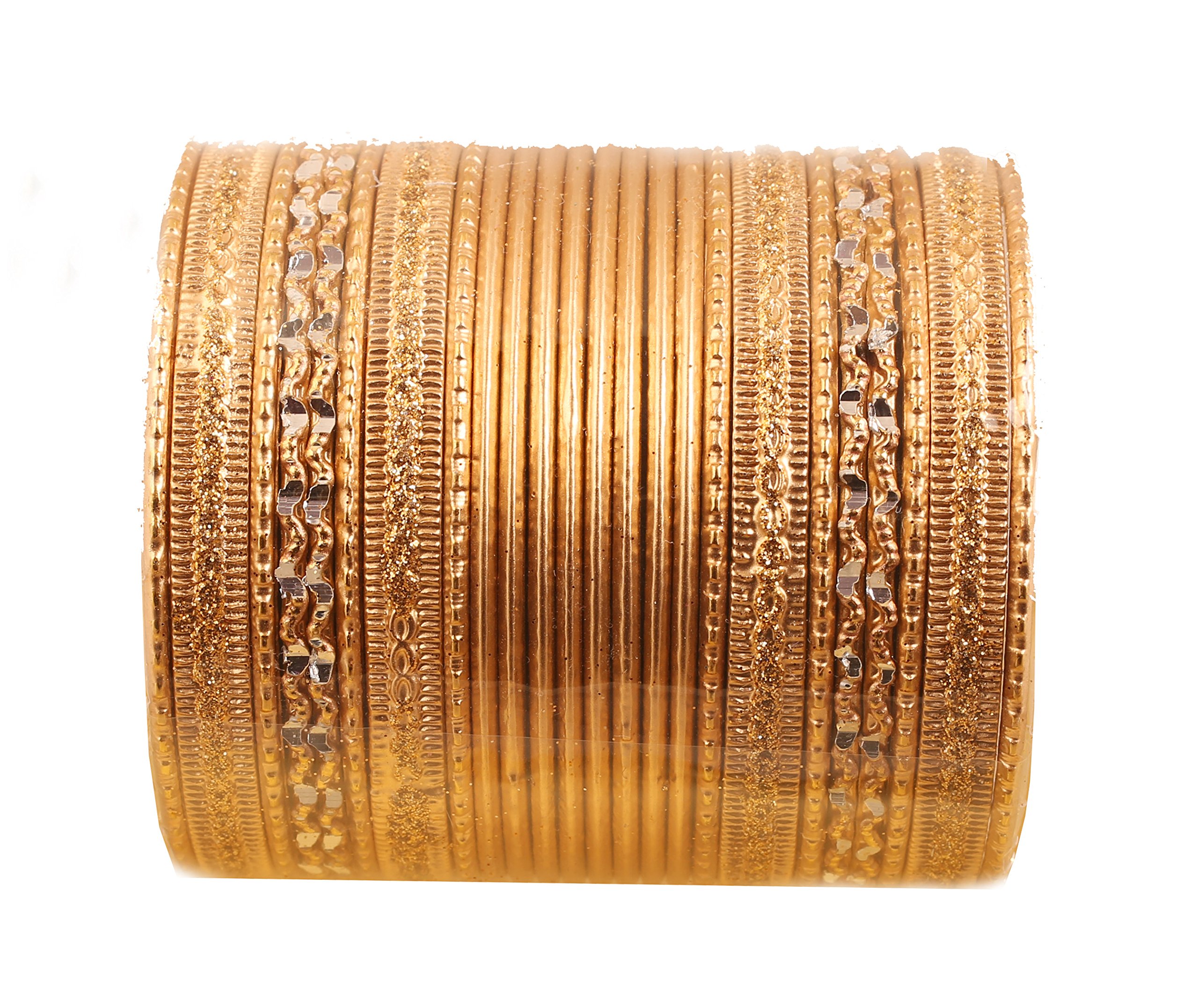 Touchstone Indian Bollywood Fashion Handcrafted Exotic Golden Flakes Fabulous Vintage Textured Colors Golden Glitters Rhinestones Designer Jewelry Bangle Bracelets In Gold Tone For Women.