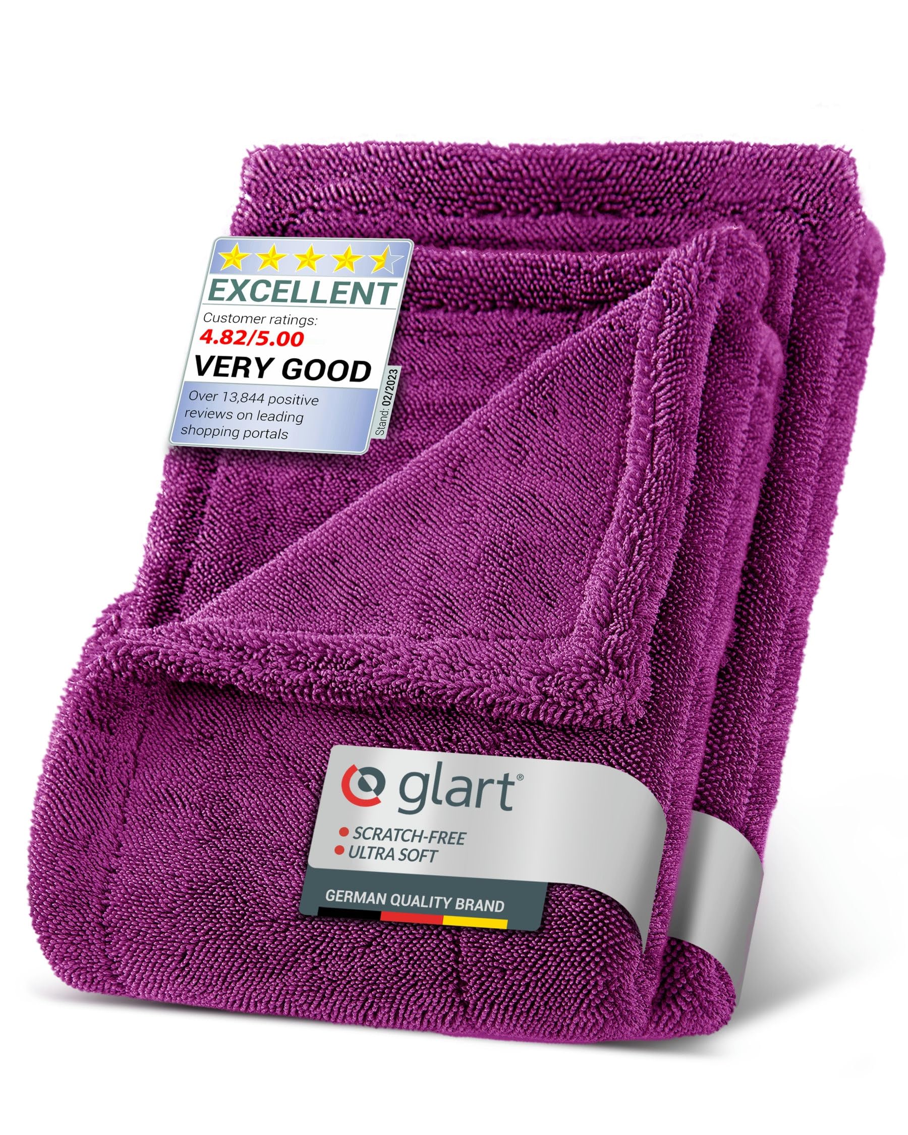 Glart44TW68P Set Twist Car Drying Cloths XXL - Premium 80x55cm & 60x40cm microfiber towels for scratch-free drying. Large drying towel for cars and motorcycles