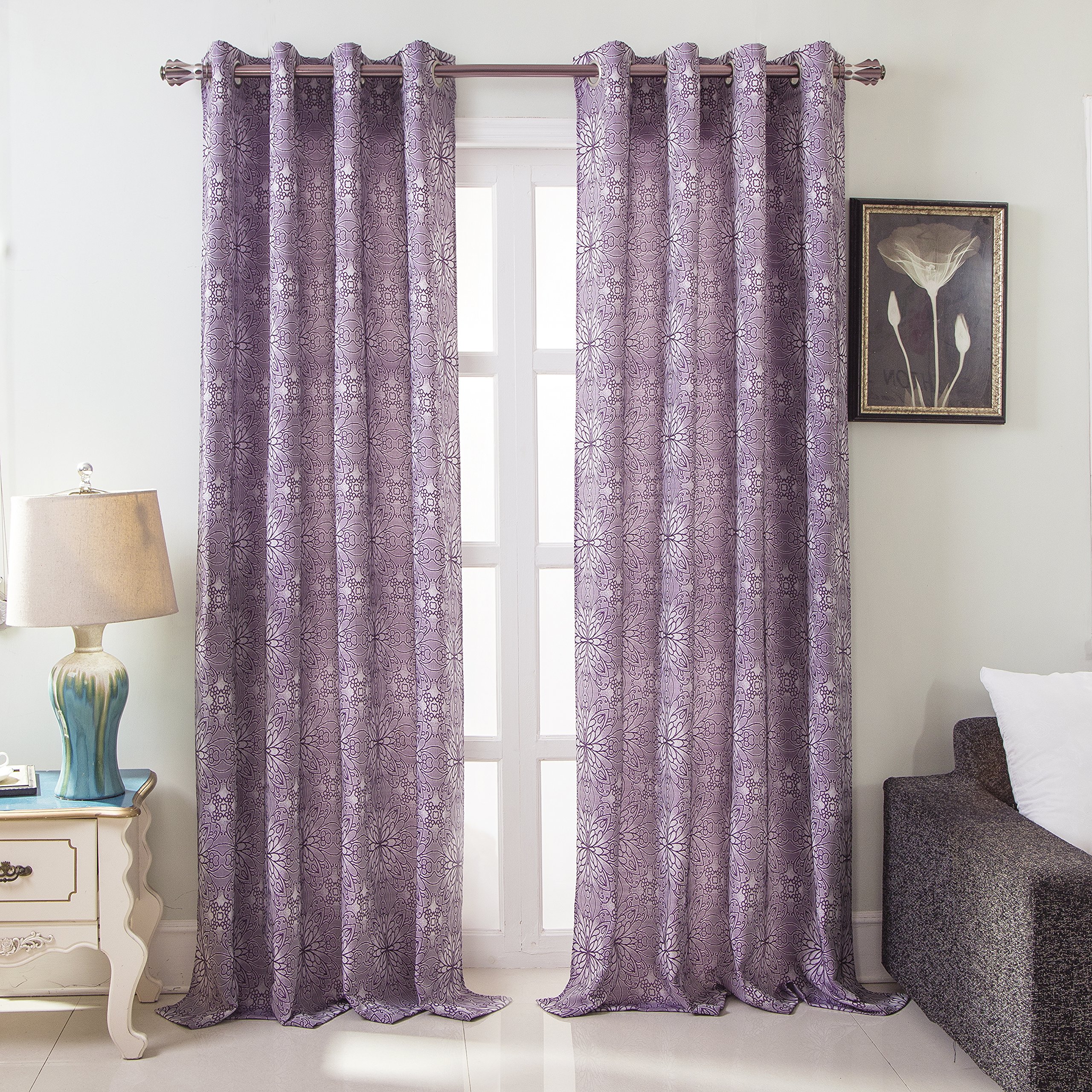 Damask purple curtains