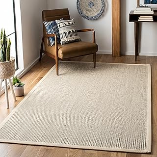 SAFAVIEH Natural Fiber Collection Accent Rug - 3' x 5', Marble & Beige, Border Sisal Design, Easy Care, Ideal for High Tra...