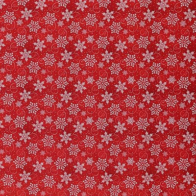 Mook Fabrics New Christmas Fabric [45 in. Wide] – Lightweight, 100% Cotton Material for Quilting, Home Decor Accents | Arts, Crafts & Sewing, Snowflakes Red Cut by The Yard