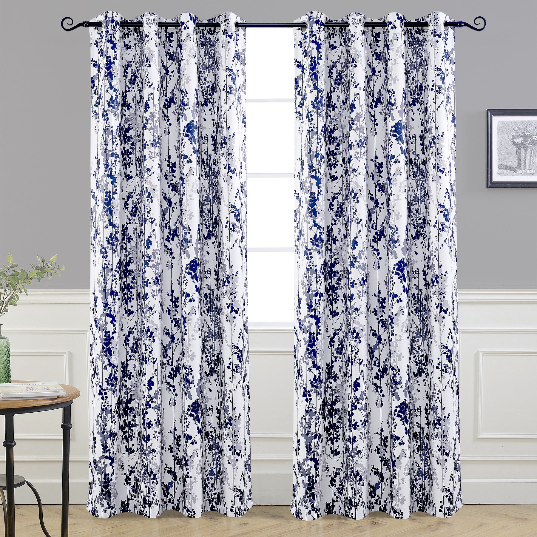 Blue printed curtains