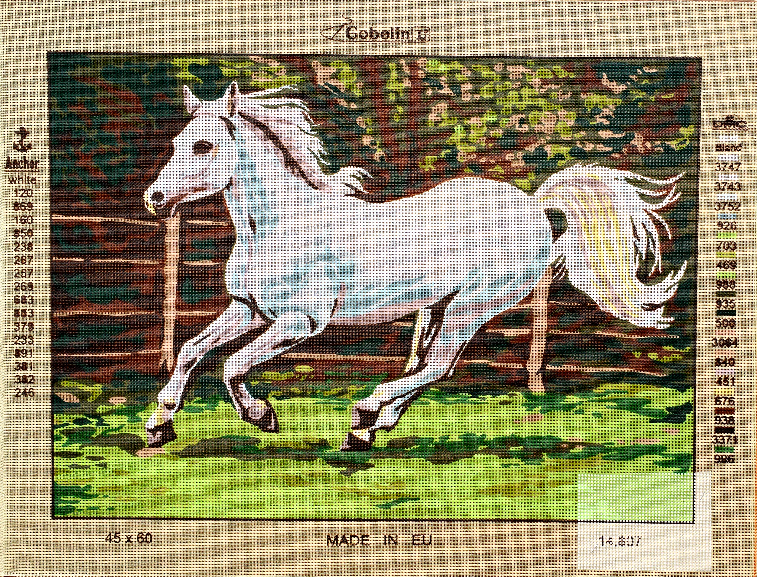 GOBELIN L Needlepoint Painted Canvas Counted Cross Stitch Tapestry Kit Gobelin - Horse. 18"x24" 14.807