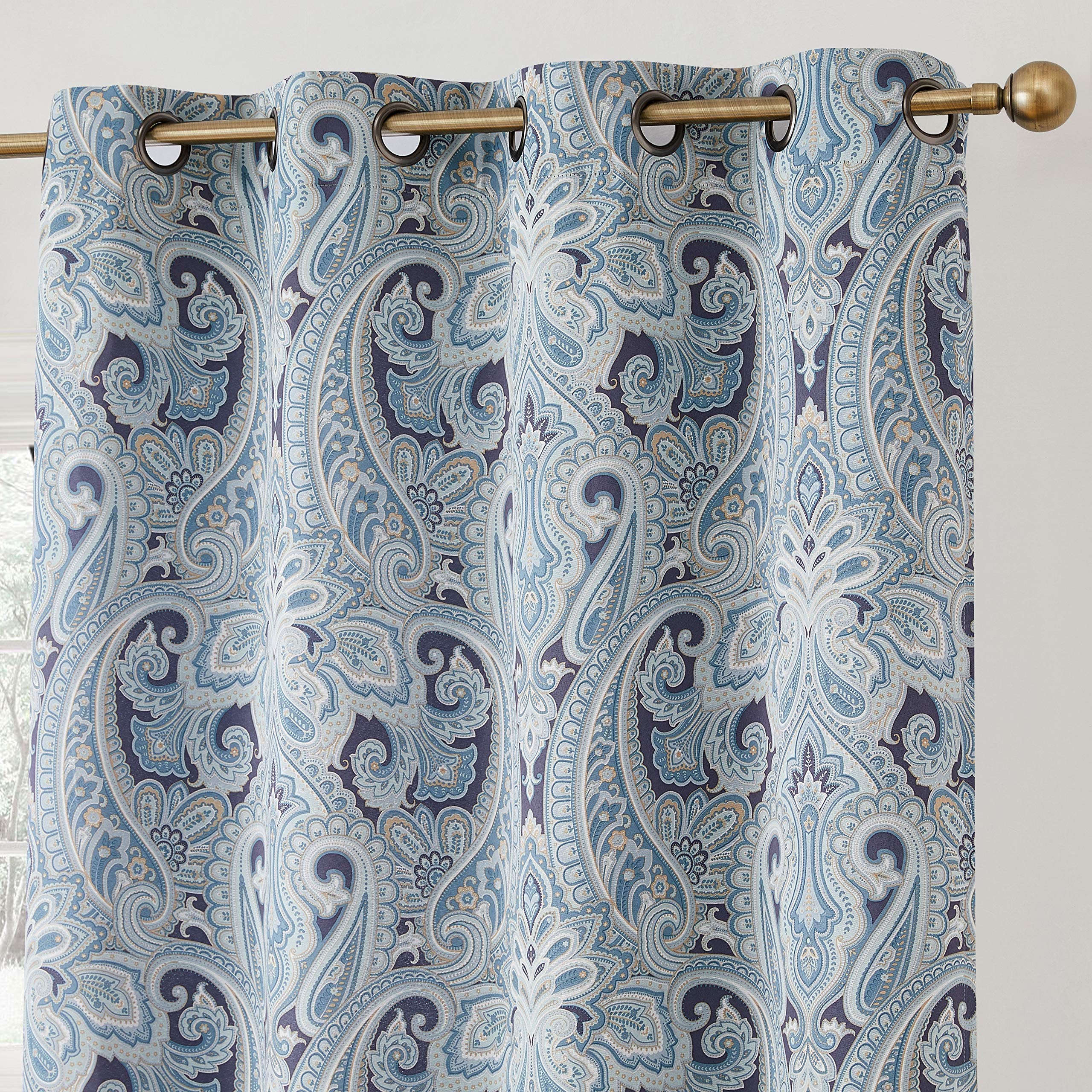 Blue printed curtains