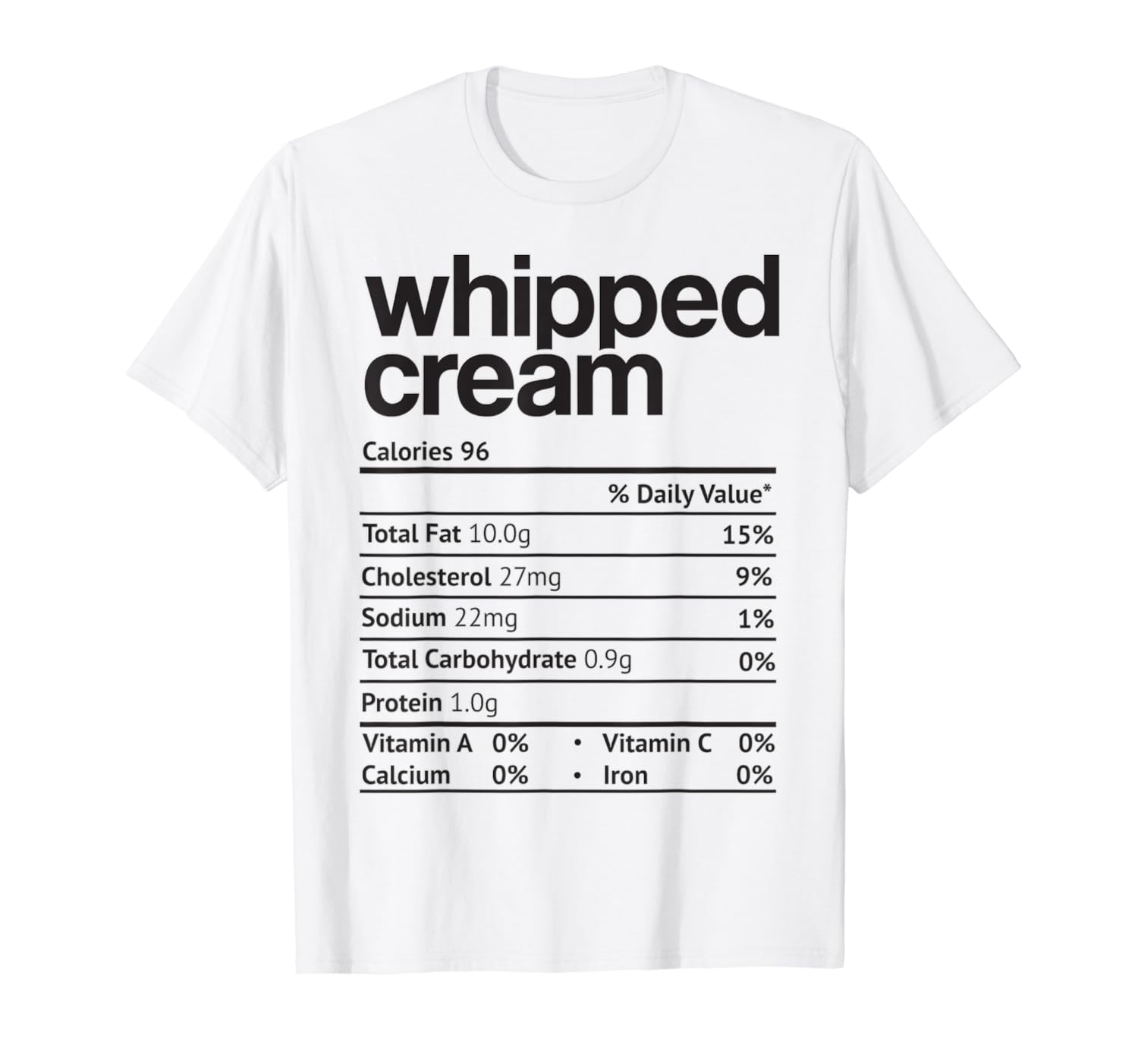 Whipped Cream Nutrition Facts Funny Thanksgiving Christmas T-Shirt-ANZ