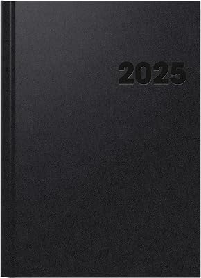 BRUNNEN Book Calendar Model 781 (2025), 2 Pages = 1 Week, A4, 144 Pages, Balacron Cover, Black