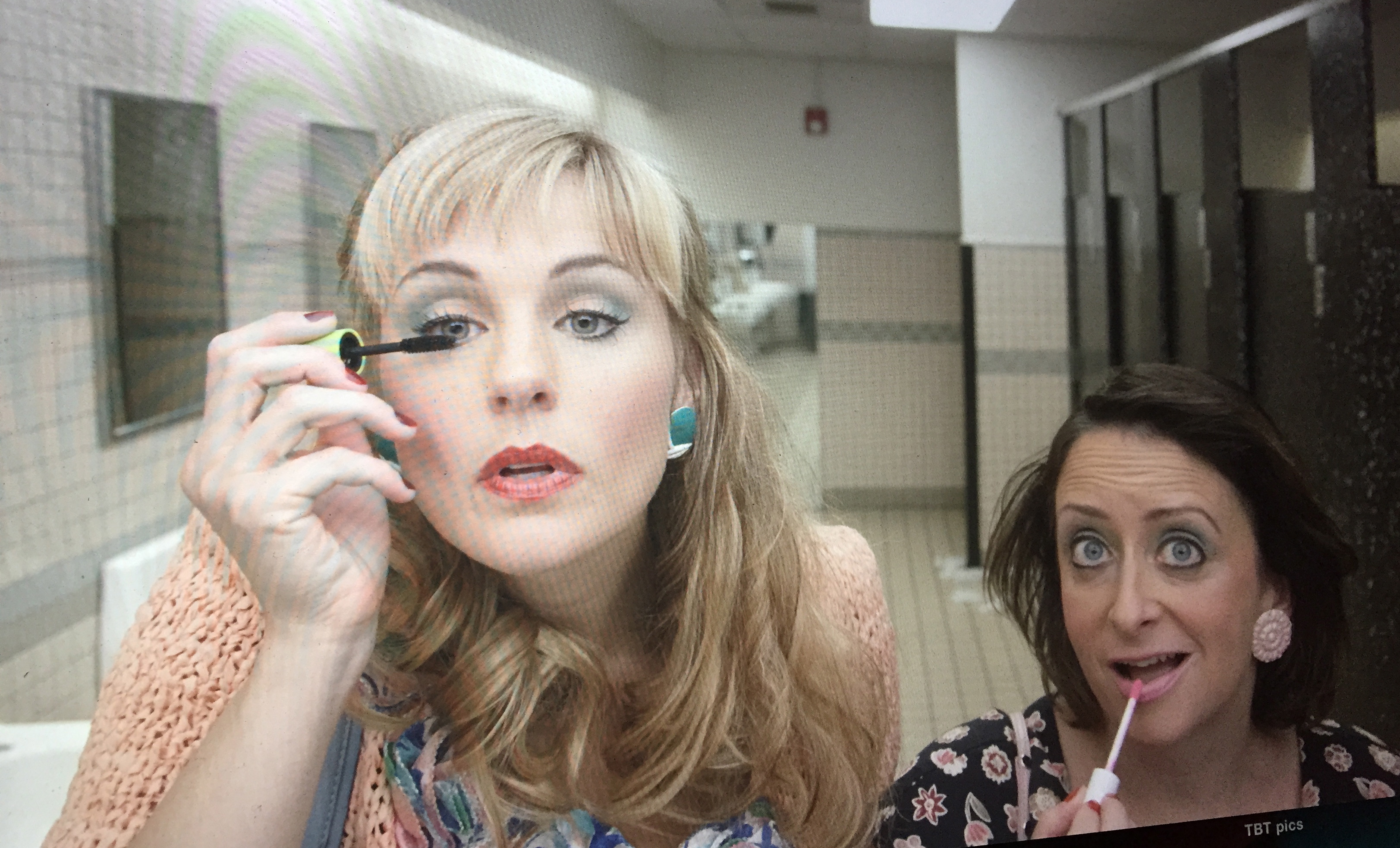 Molly Ryman and Rachel Dratch on set of Hurricane Bianca. 