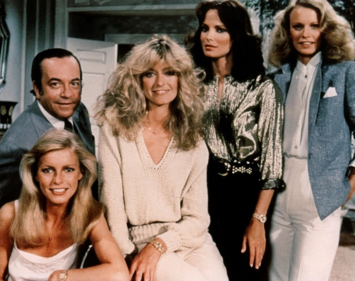 Farrah Fawcett, Jaclyn Smith, Cheryl Ladd, David Doyle, and Shelley Hack in Charlie's Angels (1976)