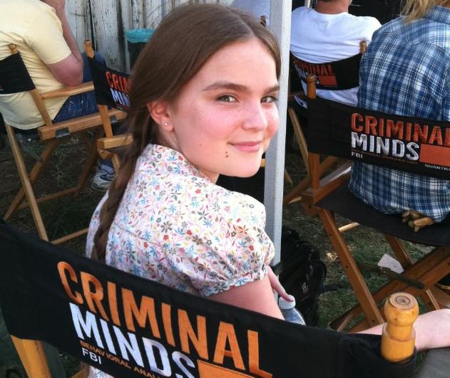 HannaH Eisenmann on the set of Criminal Minds