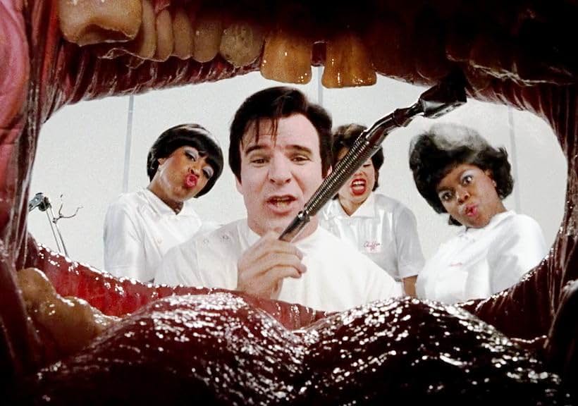 Steve Martin, Tichina Arnold, Tisha Campbell, Francis Dux, and Michelle Weeks in Little Shop of Horrors (1986)