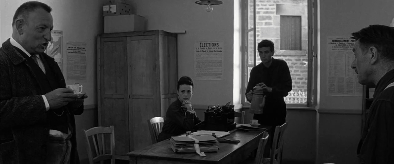 Paul Barge, Gabriel Gobin, Jacques Monod, and Jeanne Moreau in Mademoiselle (1966)