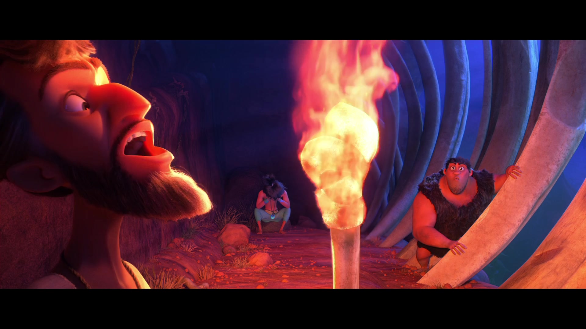 Nicolas Cage, Ryan Reynolds, and Peter Dinklage in The Croods: A New Age (2020)