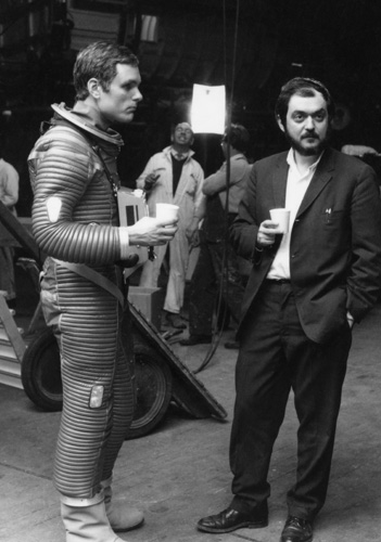 Stanley Kubrick and Keir Dullea in 2001: A Space Odyssey (1968)