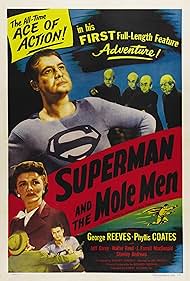 George Reeves, John T. Bambury, Phyllis Coates, Billy Curtis, Jerry Maren, and Johnny Roventini in Superman and the Mole-Men (1951)