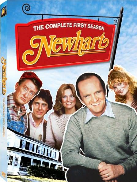 Mary Frann, Jennifer Holmes, Steven Kampmann, Bob Newhart, and Tom Poston in Newhart (1982)