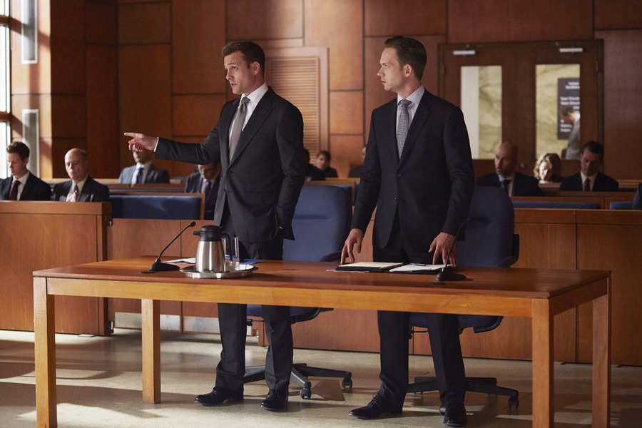 Gabriel Macht and Patrick J. Adams in Suits (2011)