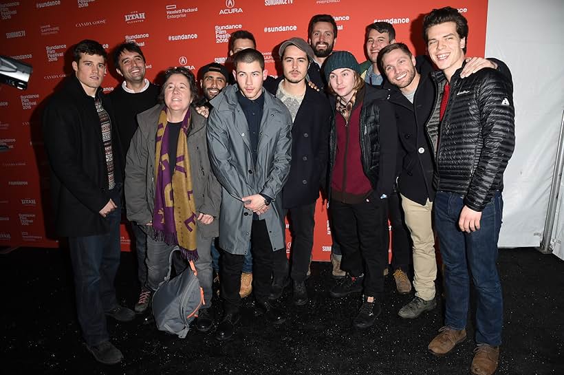 Andrew Neel, Christine Vachon, Ethan Palmer, Nick Jonas, Danny Flaherty, Ben Schnetzer, Jake Picking, Brock Yurich, Austin Lyon, and Gus Halper at an event for Goat (2016)