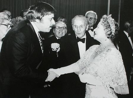 Robert B. Sherman, Queen Elizabeth, aka "The Queen Mother" at the Royal Command Performance of "Slipper and the Rose, The (1976)."