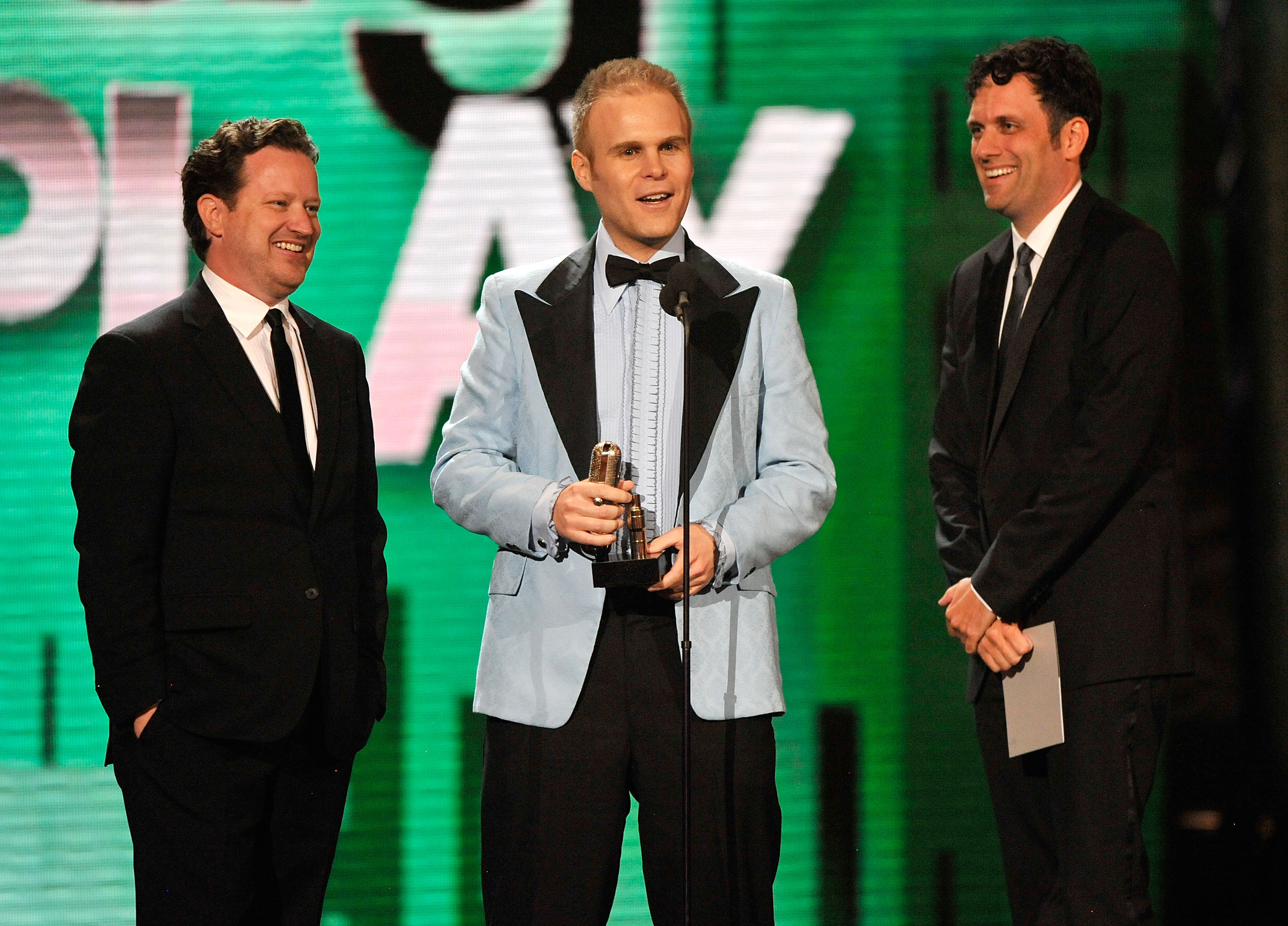 Josh Heald (middle) accepting Comedy Award with John Morris and Sean Anders for Best Screenplay ("Hot Tub Time Machine") at the 2011 Comedy Awards. Hammerstein Ballroom, NYC. March 26, 2011