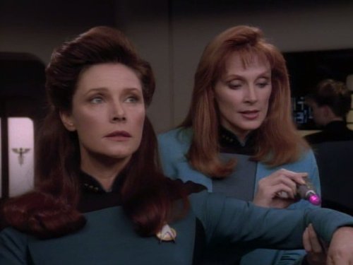 Gates McFadden and Wendy Hughes in Star Trek: The Next Generation (1987)