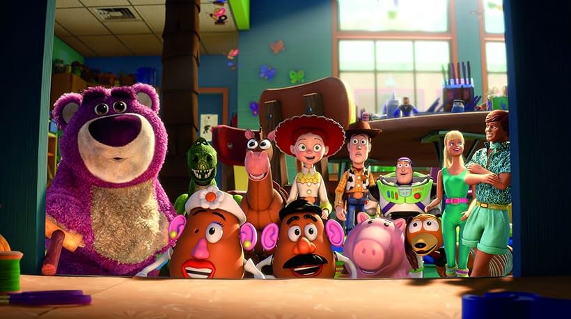 Tom Hanks, Joan Cusack, Michael Keaton, Tim Allen, Ned Beatty, John Ratzenberger, Wallace Shawn, Jodi Benson, Blake Clark, Estelle Harris, Don Rickles, and Frank Welker in Toy Story 3 (2010)