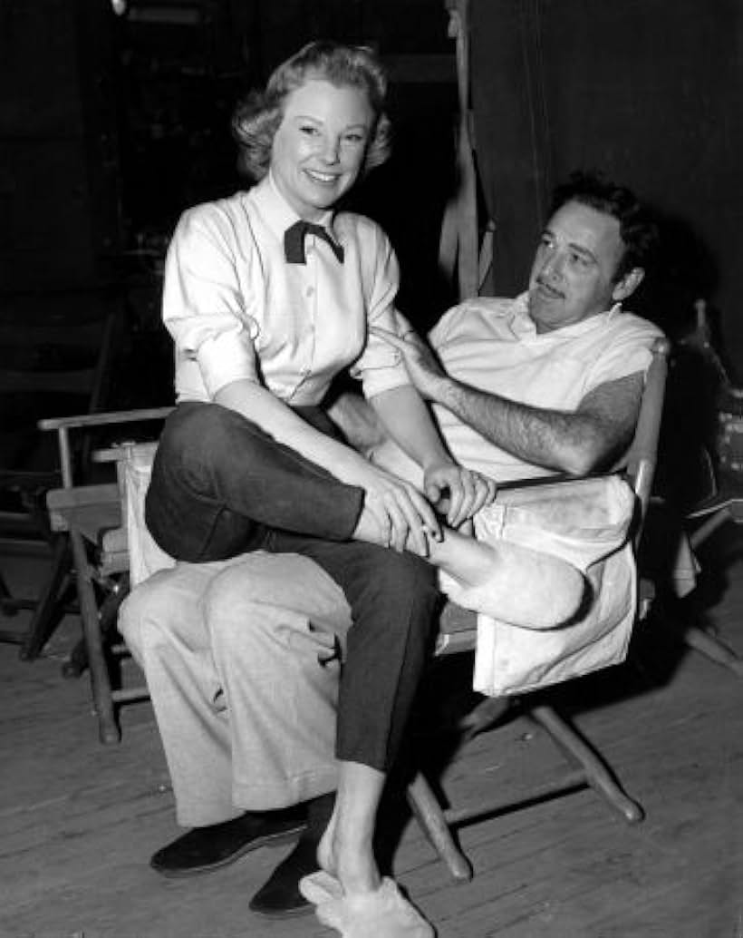 June Allyson and Dir. Gordon Douglas on the set of "The McConnell Story"