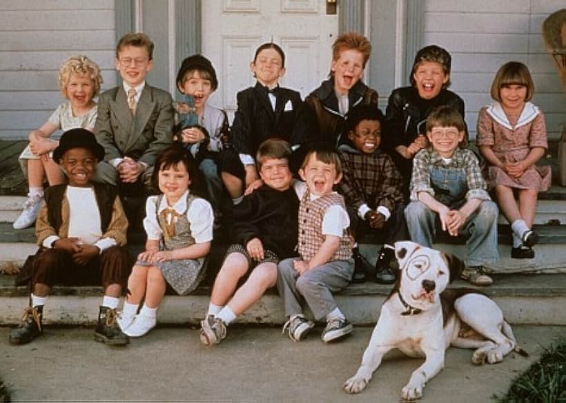 Ross Bagley, Juliette Brewer, Blake Collins, Blake Ewing, Bug Hall, Brittany Ashton Holmes, Heather Karasek, Zachary Mabry, Courtland Mead, Petey, Sam Saletta, Travis Tedford, Jordan Warkol, Kevin Jamal Woods, and Elmer in The Little Rascals (1994)