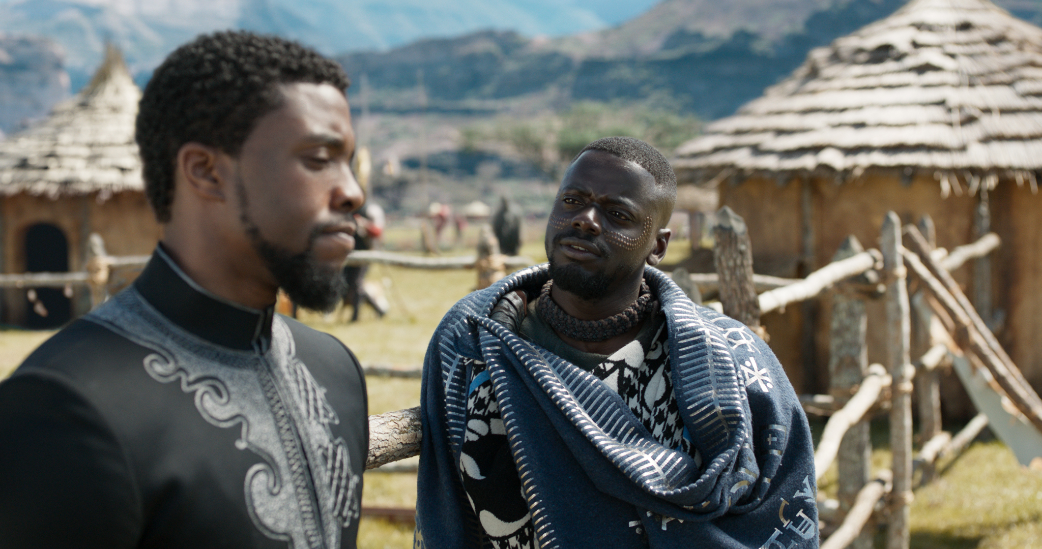 Chadwick Boseman and Daniel Kaluuya in Black Panther (2018)