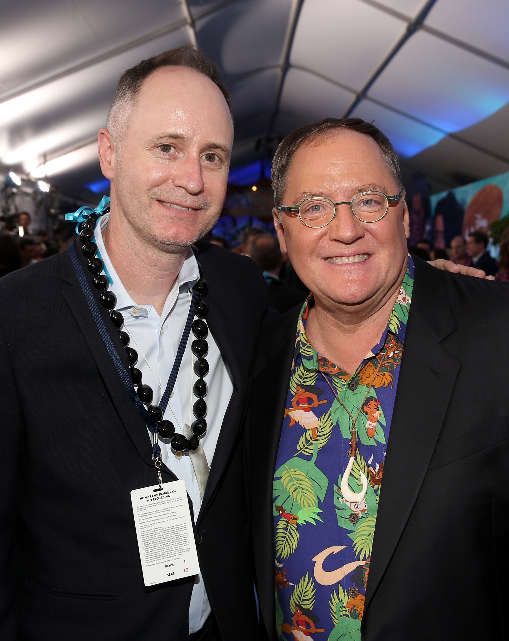 John Lasseter and Tom MacDougall at an event for Moana (2016)