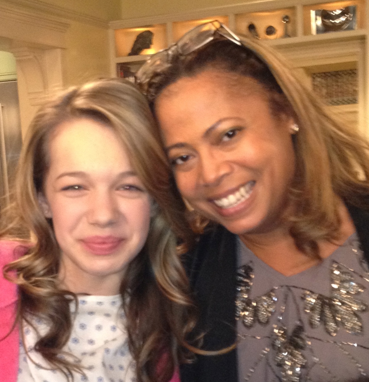 Sadie with Exec. Prod. and Writer, Meg DeLoatch, on set of "VILLAGE PEOPLE"