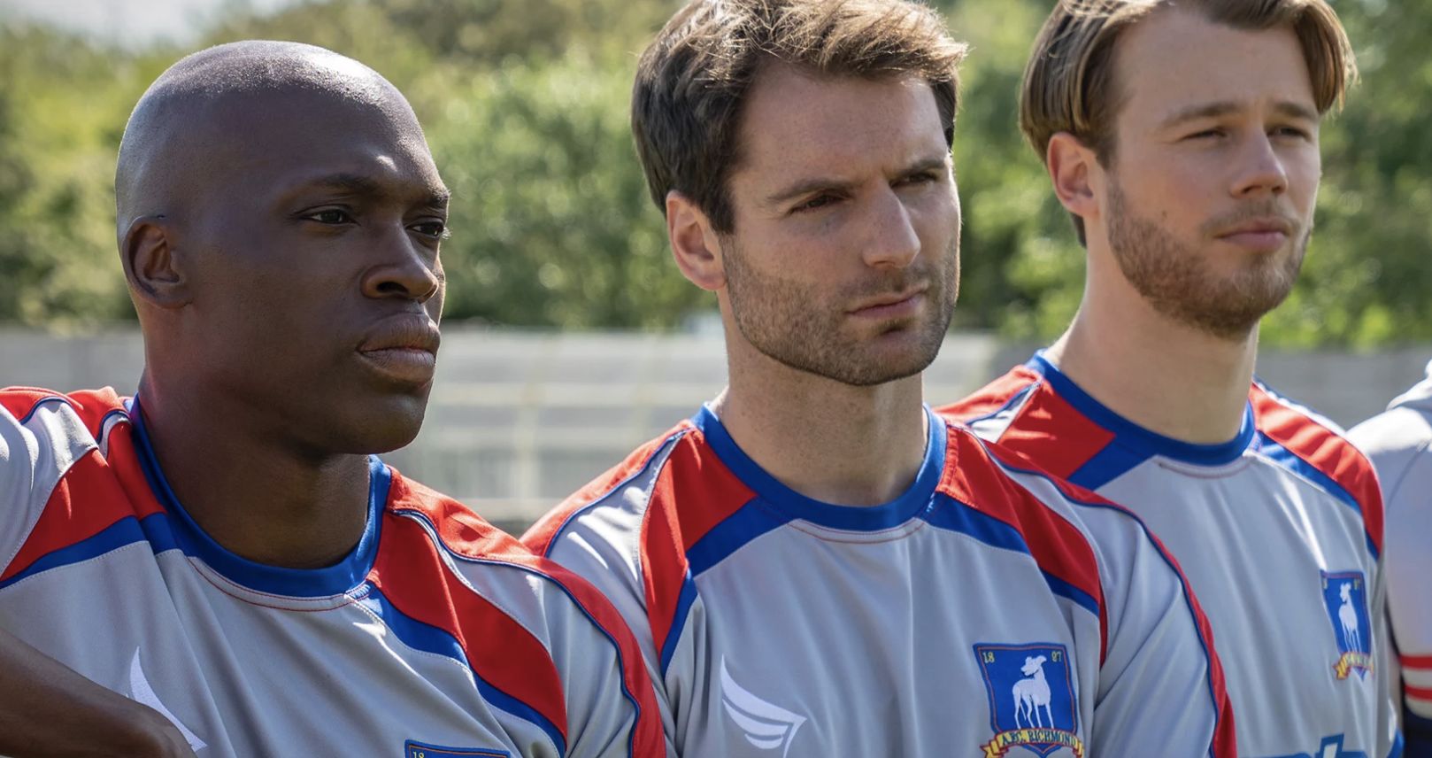 Moe Jeudy-Lamour, Joe Street, and David Elsendoorn in Ted Lasso (2020)