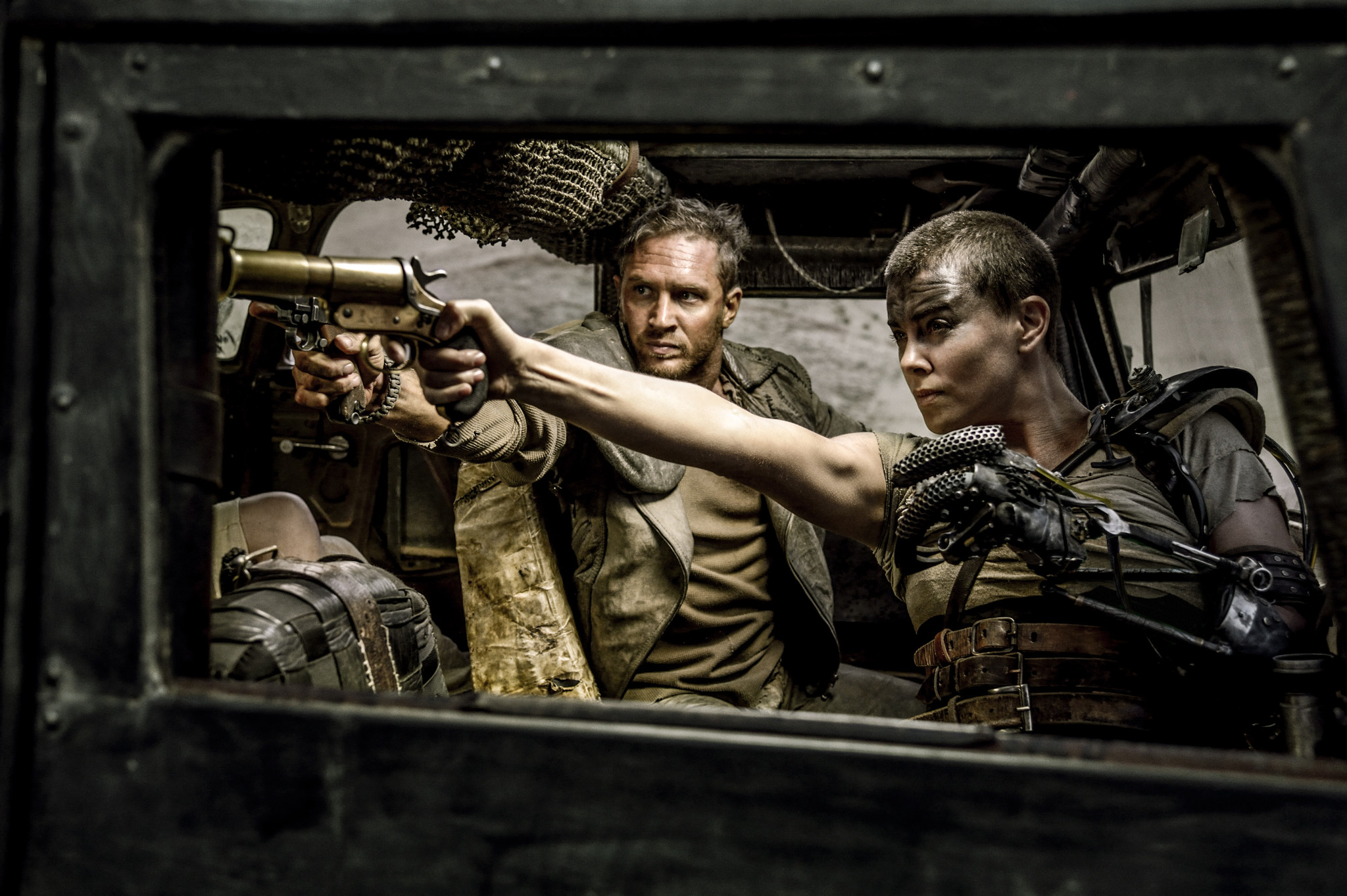 Charlize Theron and Tom Hardy in Mad Max: Fury Road (2015)