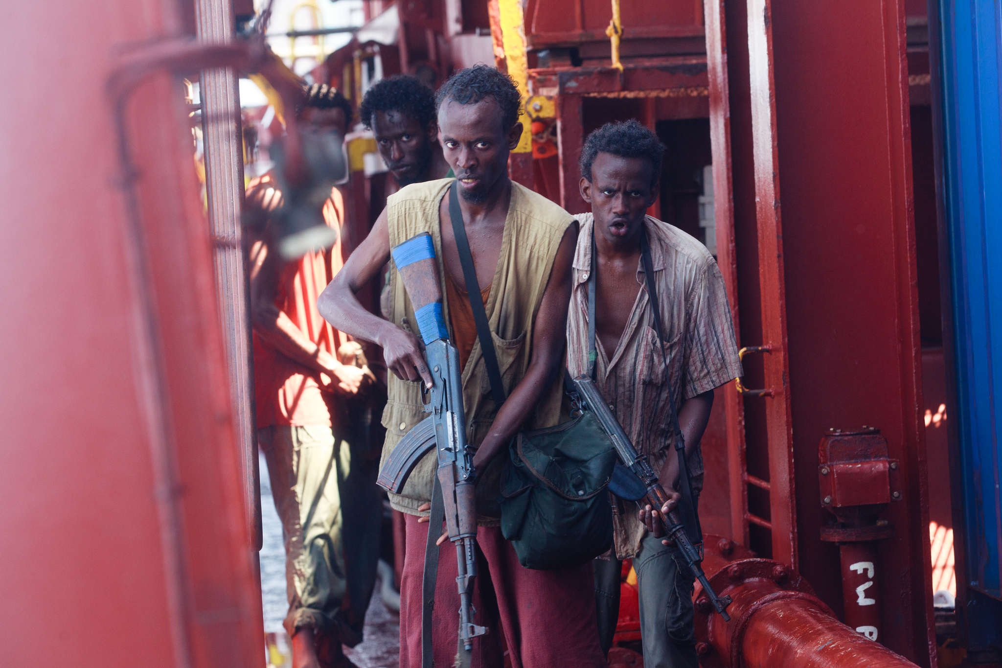 Barkhad Abdi, Barkhad Abdirahman, and Mahat M. Ali in Captain Phillips (2013)