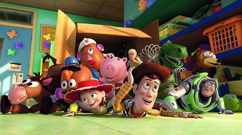 Tom Hanks, Joan Cusack, Tim Allen, John Ratzenberger, Wallace Shawn, Jodi Benson, Blake Clark, Estelle Harris, Jeff Pidgeon, Don Rickles, and Frank Welker in Toy Story 3 (2010)