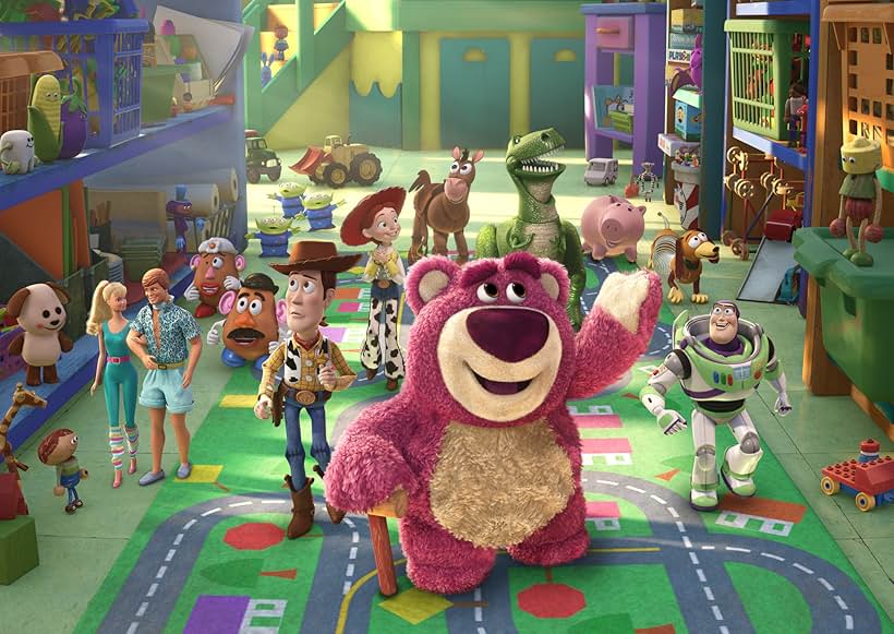 Tom Hanks, Joan Cusack, Michael Keaton, Tim Allen, Ned Beatty, John Ratzenberger, Wallace Shawn, Jodi Benson, Blake Clark, Estelle Harris, Jeff Pidgeon, Don Rickles, and Frank Welker in Toy Story 3 (2010)