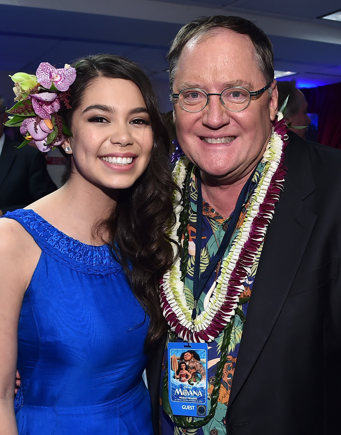 John Lasseter and Auli'i Cravalho at an event for Moana (2016)