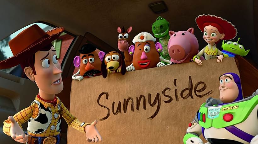 Tom Hanks, Joan Cusack, Tim Allen, John Ratzenberger, Wallace Shawn, Blake Clark, Estelle Harris, Jeff Pidgeon, Don Rickles, and Frank Welker in Toy Story 3 (2010)