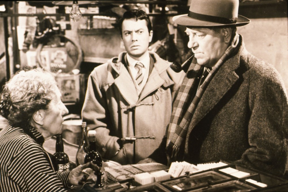 Gabrielle Fontan, Jean Gabin, and Robert Hirsch in Maigret and the St. Fiacre Case (1959)