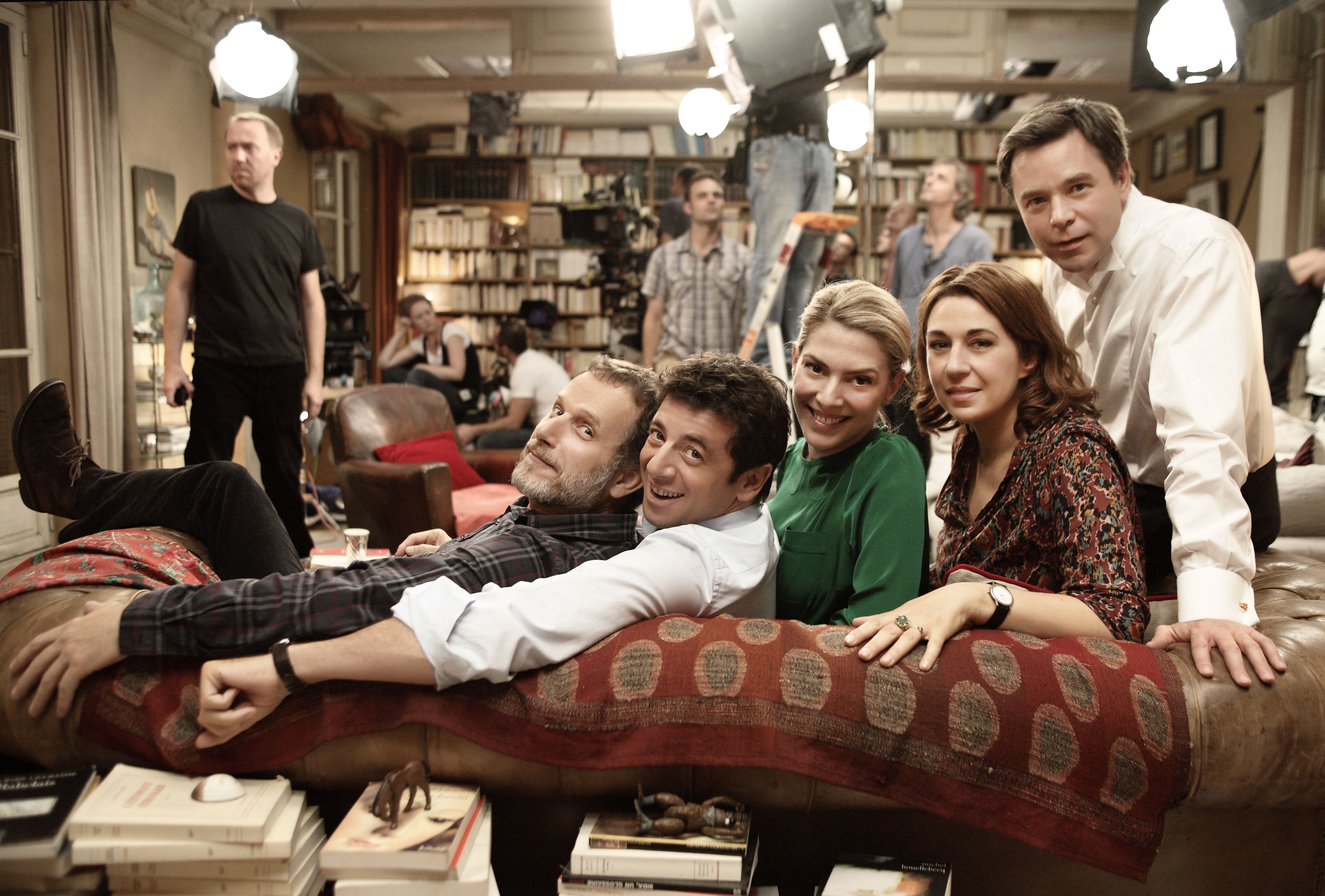 Valérie Benguigui, Charles Berling, Patrick Bruel, Guillaume de Tonquédec, and Judith El Zein in What's in a Name? (2012)