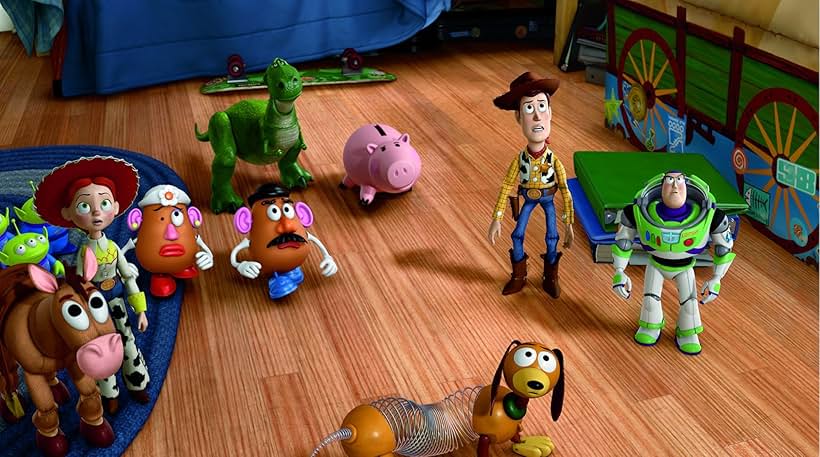 Tom Hanks, Joan Cusack, Tim Allen, John Ratzenberger, Wallace Shawn, Blake Clark, Estelle Harris, Jeff Pidgeon, Don Rickles, and Frank Welker in Toy Story 3 (2010)