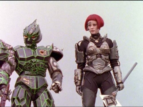 Ed Neil and Melody Perkins in Power Rangers in Space (1998)