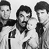 Steve Guttenberg, Tom Selleck, Ted Danson, Lisa Blair, and Michelle Blair in 3 Men and a Baby (1987)