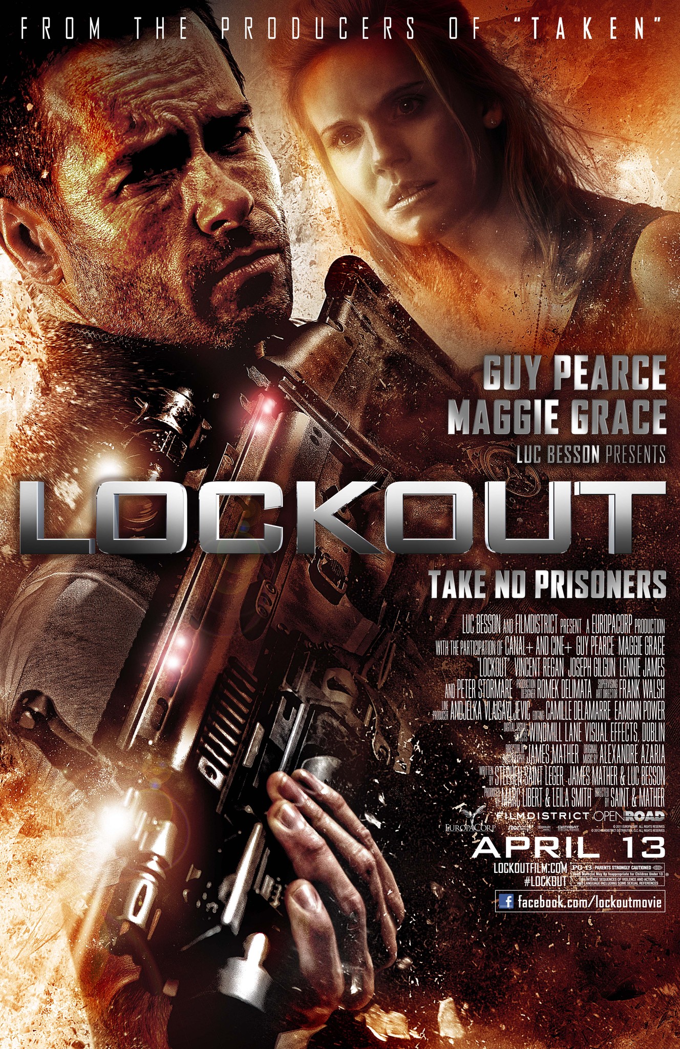 Guy Pearce and Maggie Grace in Lockout (2012)