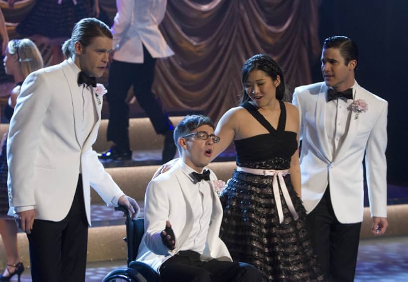 Darren Criss, Kevin McHale, Jenna Ushkowitz, and Chord Overstreet in Glee (2009)