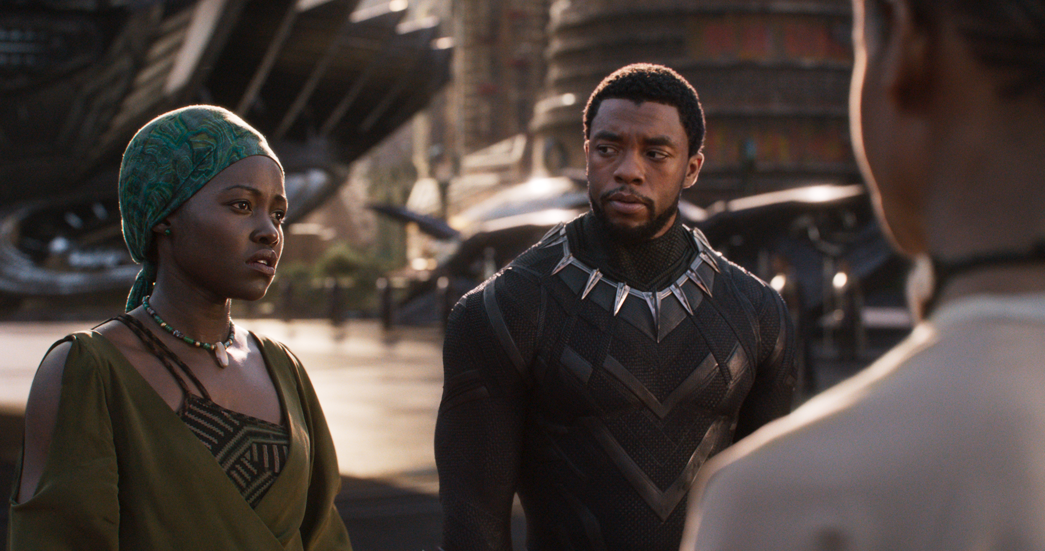 Chadwick Boseman, Lupita Nyong'o, and Letitia Wright in Black Panther (2018)